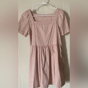 Madewell Dusty Rose 100% Cotton Women’s Sz S Eyelet Allie Mini Dress w Pockets
